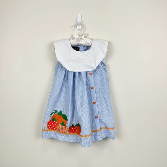 Cactus Other - Lil Cactus Light Blue Seersucker Pumpkin Yoke Dress 2T